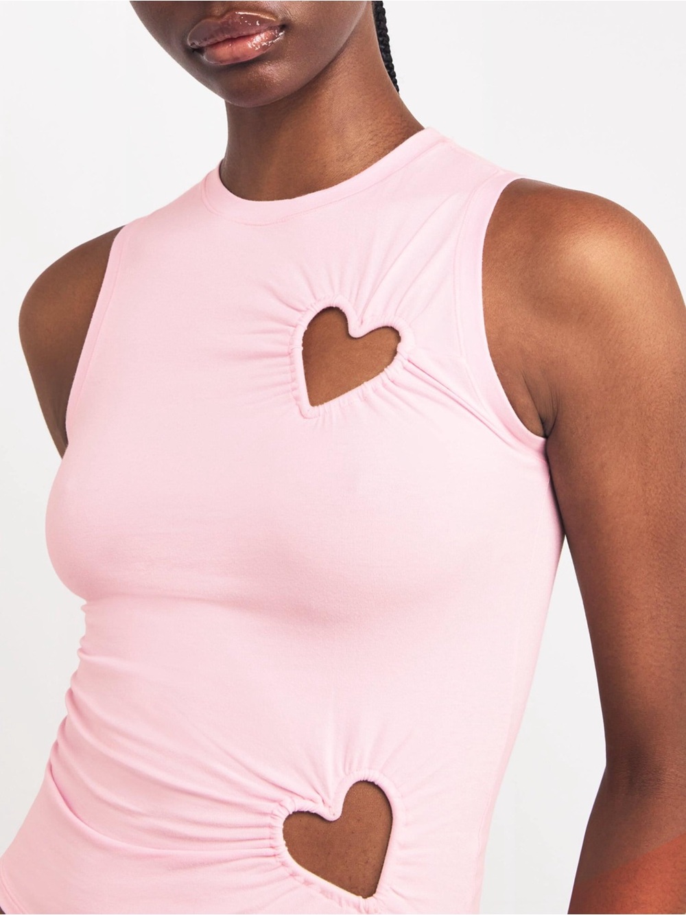 💕Skims Women's Pink Stretch-Cotton Jersey Heart Tank Top